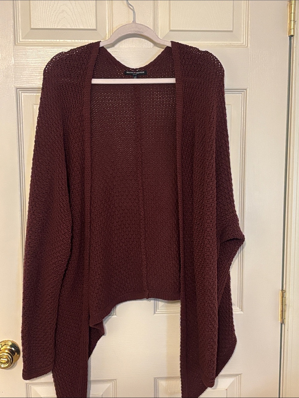 Brandy Melville Open-Front Knit Cardigan - Deep Burgundy